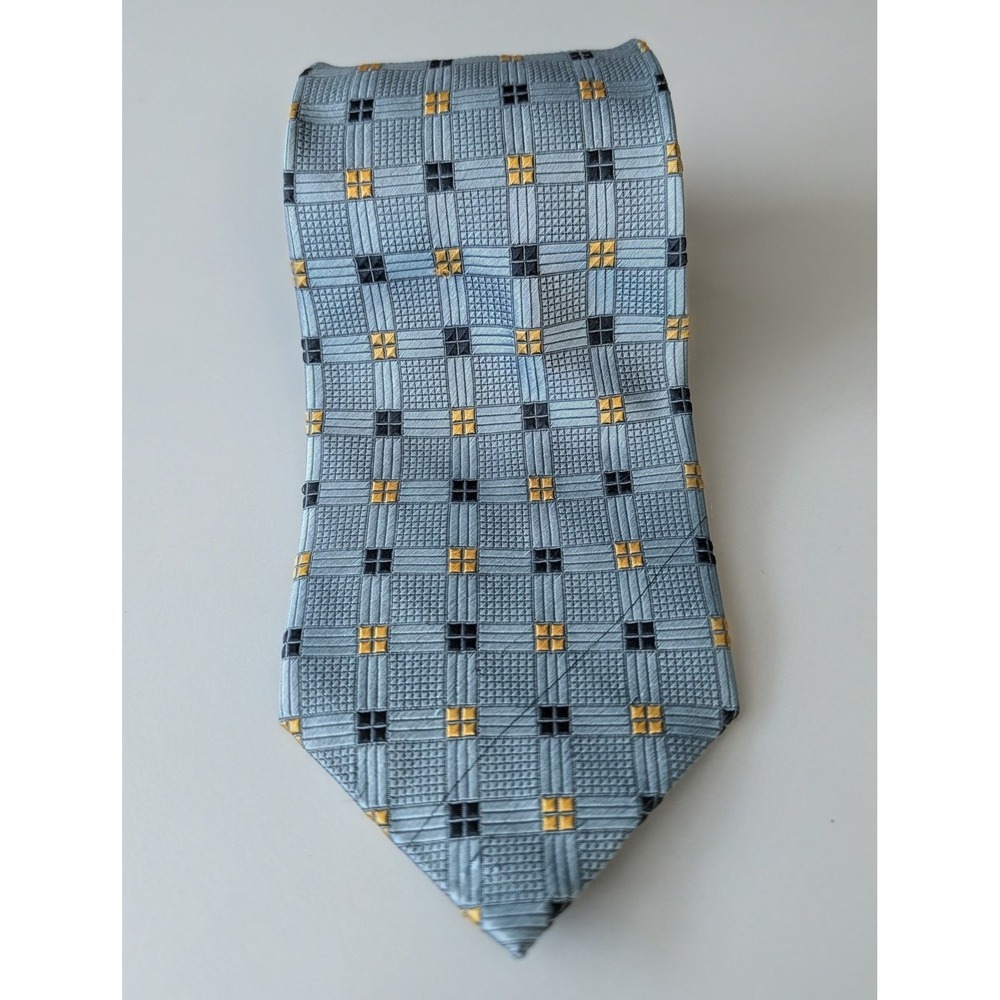 J.S. Blank & Co. Necktie Mens‎ OS Blue Geometric Silk Formal Excellent